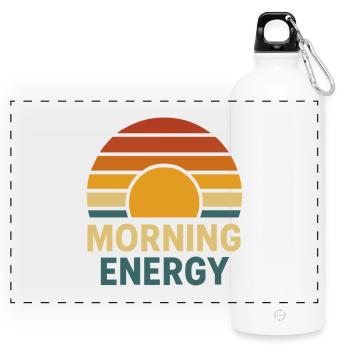 Morning Energy – Sunrise Motif for Positive Vibes - Panoramic Drinks Bottle with Carabiner 750 ml - white - Front