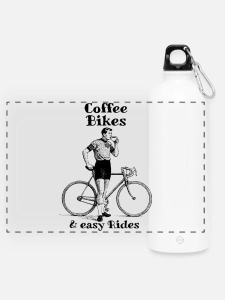 Coffee Bikes and easy Rides - Panorama Trinkflasche mit Karabiner 750 ml - Weiß