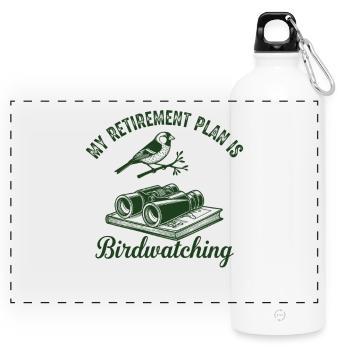 Retirement Plan Bird Watching - Panoramic Drinks Bottle with Carabiner 750 ml - white - Front