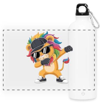 Dabbing Lion avec casquette – Roi Streetstyle coloré - Gourde panoramique avec mousqueton 750 ml - blanc - Devant