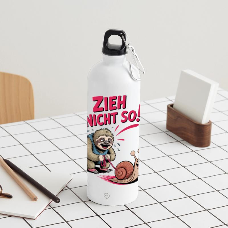 Don't Pull So Sloth Fun Sloth Saying Panoramic Drinks Bottle with Carabiner 750 ml