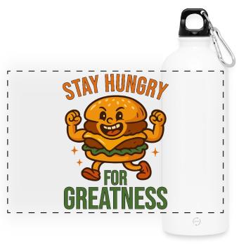 Stay Hungry for Greatness  - Panoramic Drinks Bottle with Carabiner 750 ml - white - Front