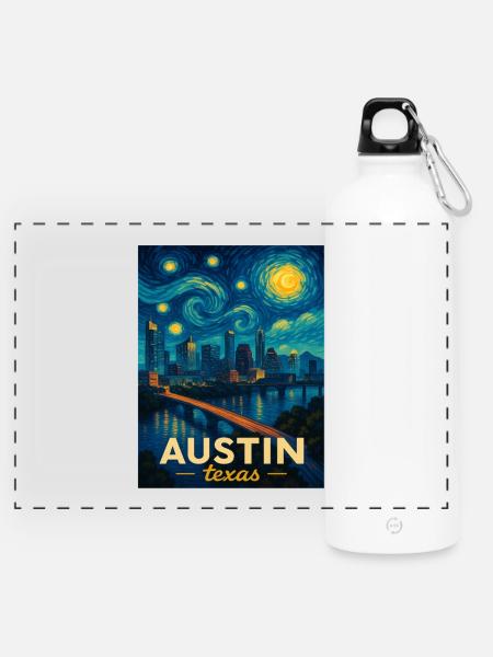Austin Texas - Panorama Trinkflasche mit Karabiner 750 ml - Weiß