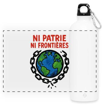 Weder Heimat noch Grenzen - Panorama Trinkflasche mit Karabiner 750 ml - Weiß - Vorne
