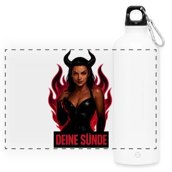 Deine Sünde Dämonin Dark Aesthetic Shirt - Panorama Trinkflasche mit Karabiner 750 ml - Weiß - Vorne