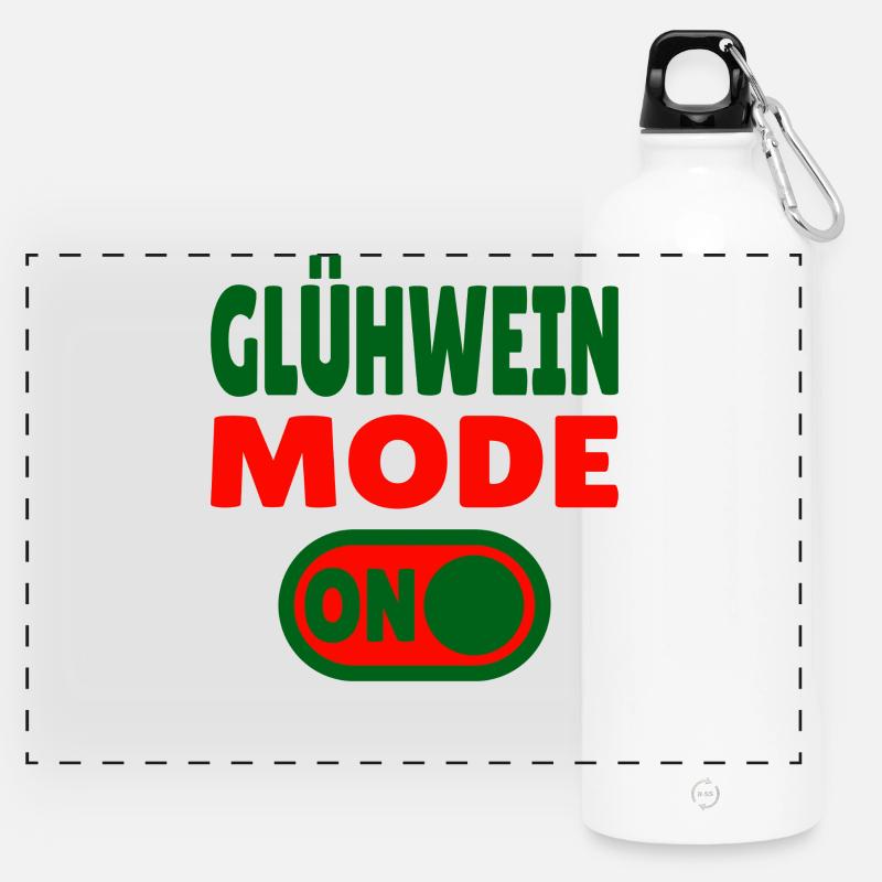 Glühwein Mode ON - Panorama Trinkflasche mit Karabiner 750 ml - Weiß