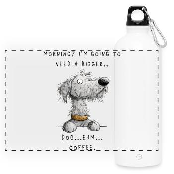 Irish Wolfhound Humour – Morning & Coffee Design - Gourde panoramique avec mousqueton 750 ml - blanc - Devant