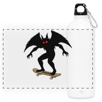 Mothman 1966 Skateboarding - Panorama Trinkflasche mit Karabiner 750 ml - Weiß - Vorne