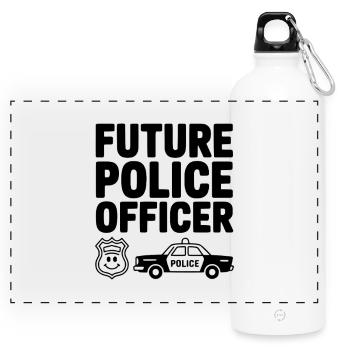 Zukünftiger Polizist - Panorama Trinkflasche mit Karabiner 750 ml - Weiß - Vorne