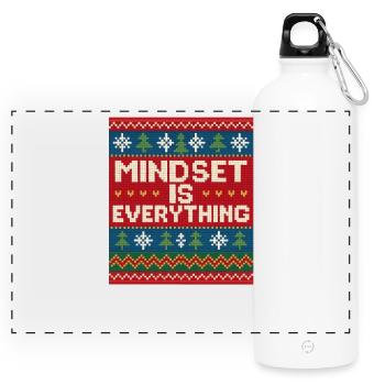 Die Einstellung ist alles, Weihnachtsstil, motivierend - Panorama Trinkflasche mit Karabiner 750 ml - Weiß - Vorne