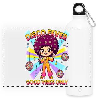 DISCO FEVER Comique mignonne années 70 - Gourde panoramique avec mousqueton 750 ml - blanc - Devant