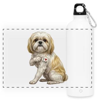 I Love Dad Dog Portrait Tee - Panoramic Drinks Bottle with Carabiner 750 ml - white - Front