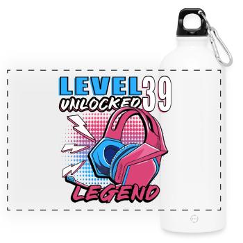 Level 39 Freigeschaltet Legende - Panorama Trinkflasche mit Karabiner 750 ml - Weiß - Vorne