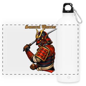 Samurai Warrior Japan Armor Bushido Design - Panoramic Drinks Bottle with Carabiner 750 ml - white - Front