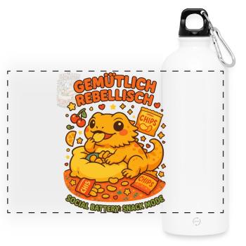 Cozy Rebellious Shirt, Snack Fashion - Panoramic Drinks Bottle with Carabiner 750 ml - white - Front
