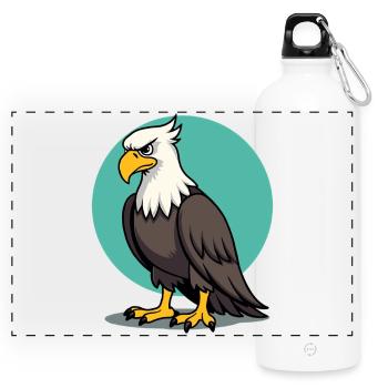 Proud Eagle Majestic Bird of Prey - Panoramic Drinks Bottle with Carabiner 750 ml - white - Front