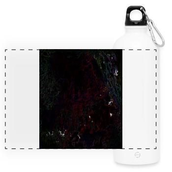 Dark Neon Lines Pattern - Panoramic Drinks Bottle with Carabiner 750 ml - white - Front