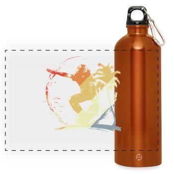 Skateboarding Grafik Vintage Look - Panorama Trinkflasche mit Karabiner 750 ml - Orange - Vorne
