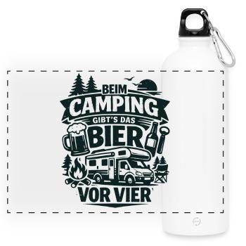 Bière avant quatre heures au camping - Gourde panoramique avec mousqueton 750 ml - blanc - Devant