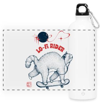 Lo-Fi Rider Cat - Gourde panoramique avec mousqueton 750 ml - blanc - Devant