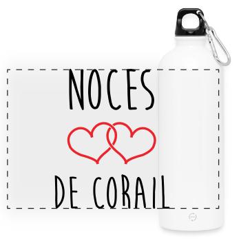 Coral Wedding 11 years of marriage - Panoramic Drinks Bottle with Carabiner 750 ml - white - Front