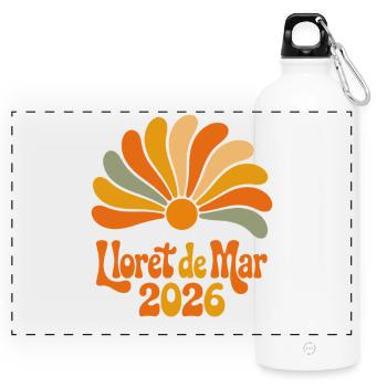 Lloret de mars 2026 Retro Blossoms - Gourde panoramique avec mousqueton 750 ml - blanc - Devant