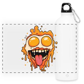 Visage fondant avec des yeux d’œuf au plat - Gourde panoramique avec mousqueton 750 ml - blanc - Devant