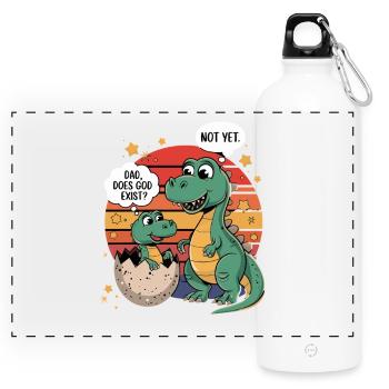 L’humour de dinosaure avec Dieu n’existe pas - Gourde panoramique avec mousqueton 750 ml - blanc - Devant