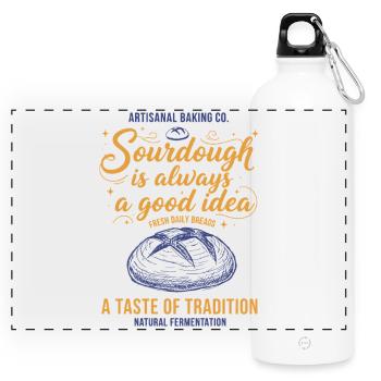 Sourdough Is Always A Good Idea Bread Baking - Panoramic Drinks Bottle with Carabiner 750 ml - white - Front