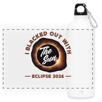 Solar eclipse 2026, August 12 - Panoramic Drinks Bottle with Carabiner 750 ml - white - Front