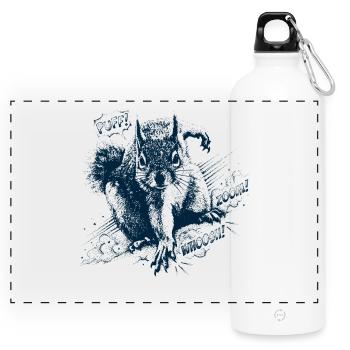 Eichhörnchen Superhero - Panorama Trinkflasche mit Karabiner 750 ml - Weiß - Vorne
