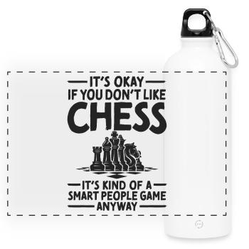 Échecs, Personnes intelligentes, stratégie d’échecs, remarque - Gourde panoramique avec mousqueton 750 ml - blanc - Devant