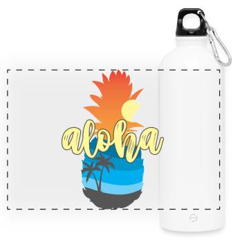 Aloha Sunset Pineapple – Hawaii Beach Vibes - Panoramic Drinks Bottle with Carabiner 750 ml - white - Front