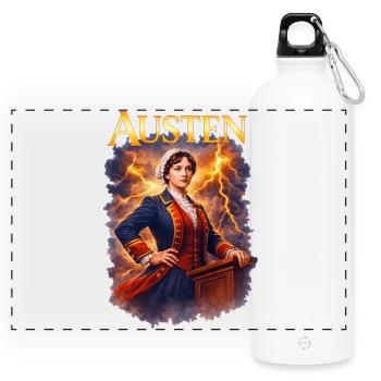 Jane Austen Portrait - Panoramic Drinks Bottle with Carabiner 750 ml - white - Front