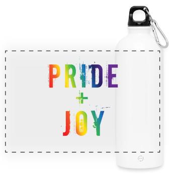 Pride Joy Rainbow LGBTQ Typography Design - Panorama Trinkflasche mit Karabiner 750 ml - Weiß - Vorne