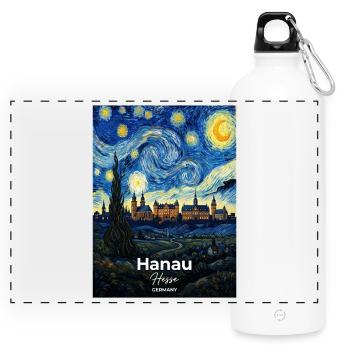 Hanau Germany Sternennacht - Panorama Trinkflasche mit Karabiner 750 ml - Weiß - Vorne