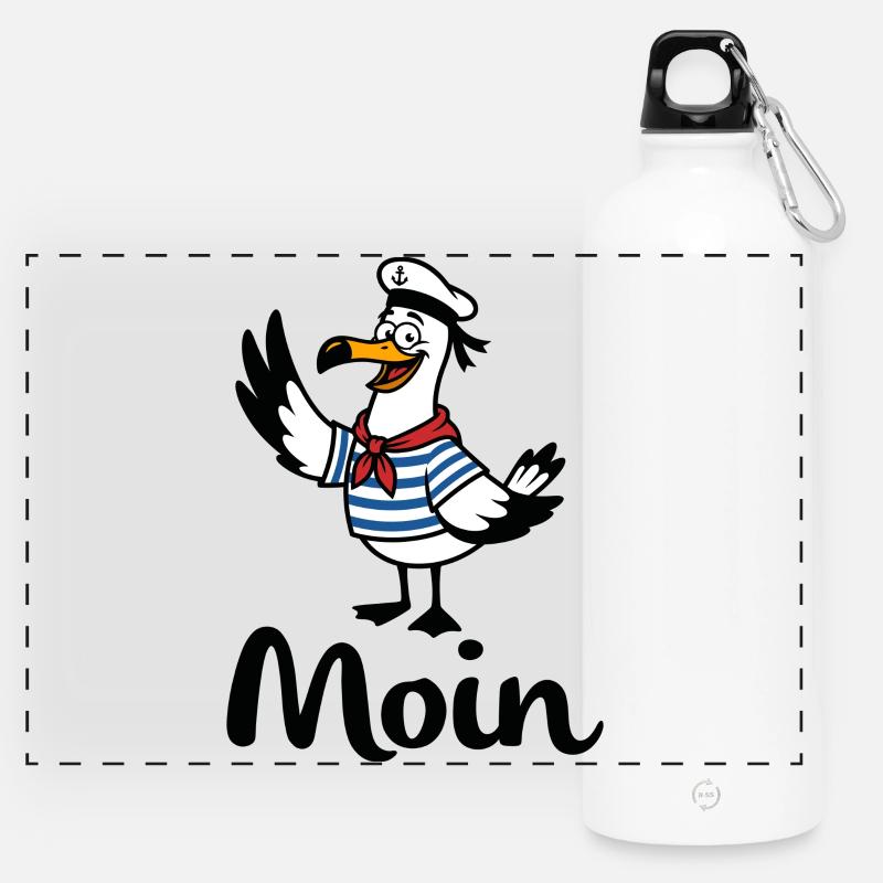 Möwe Moin Matrose - Panorama Trinkflasche mit Karabiner 750 ml - Weiß