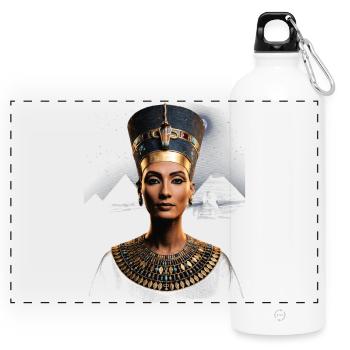 Portrait of Nefertiti - Panoramic Drinks Bottle with Carabiner 750 ml - white - Front