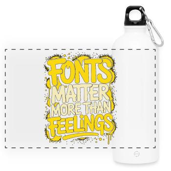 Print Designer Fonts Matter More Graphic Designer - Panorama Trinkflasche mit Karabiner 750 ml - Weiß - Vorne