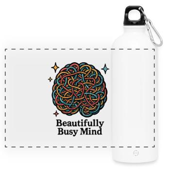 Colorful balls of thoughts - Panoramic Drinks Bottle with Carabiner 750 ml - white - Front