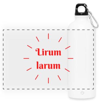 Lirumlarum Sonne - Wortschätze, vergessene Wörter - Panorama Trinkflasche mit Karabiner 750 ml - Weiß - Vorne
