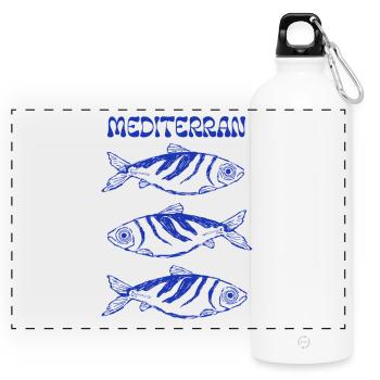Sardines - Mediterranean Trilogy - Panoramic Drinks Bottle with Carabiner 750 ml - white - Front