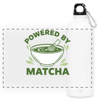 Powered By Matcha Green Tea Matcha Latte Lover - Panorama Trinkflasche mit Karabiner 750 ml - Weiß - Vorne
