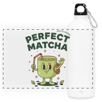 Perfekter Matcha Grüner Tee Leckerkeit Matcha Liebhaber Tee - Panorama Trinkflasche mit Karabiner 750 ml - Weiß - Vorne