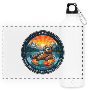 Banff Nationalpark Kanada Bärentier - Panorama Trinkflasche mit Karabiner 750 ml - Weiß - Vorne