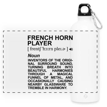 French horn player meaning - Panoramic Drinks Bottle with Carabiner 750 ml - white - Front