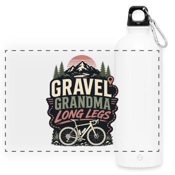 Gravel Grandma Fahrrad Oma Rennrad Mountainbike - Panorama Trinkflasche mit Karabiner 750 ml - Weiß - Vorne