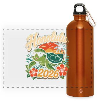 Honolulu 2026 Schildkröte - Panorama Trinkflasche mit Karabiner 750 ml - Orange - Vorne