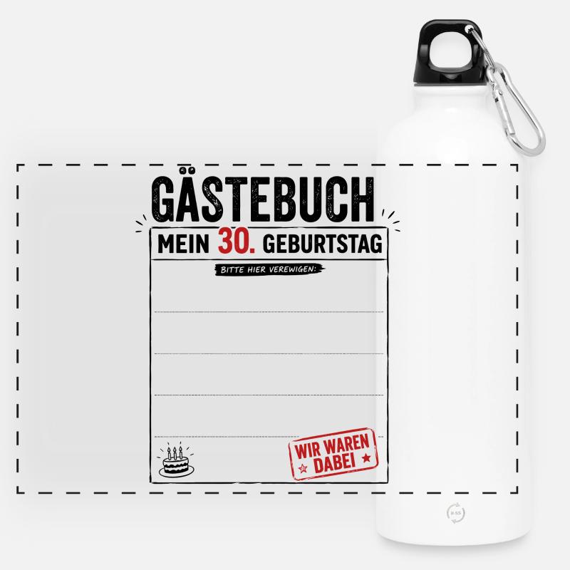 Gäste 30 Wir Waren Dabei - Panorama Trinkflasche mit Karabiner 750 ml - Weiß