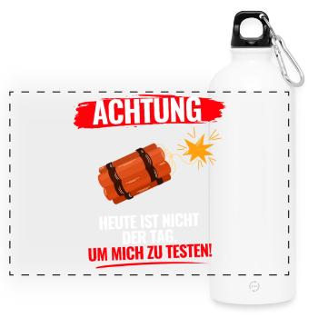 Heute solltest du mich besser nicht provozieren - Panorama Trinkflasche mit Karabiner 750 ml - Weiß - Vorne